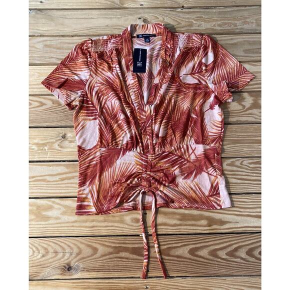 INC International Concepts Tops - NWT $49.50 International Concepts Cinch Front Blouse Medium Women’s Summer Palm